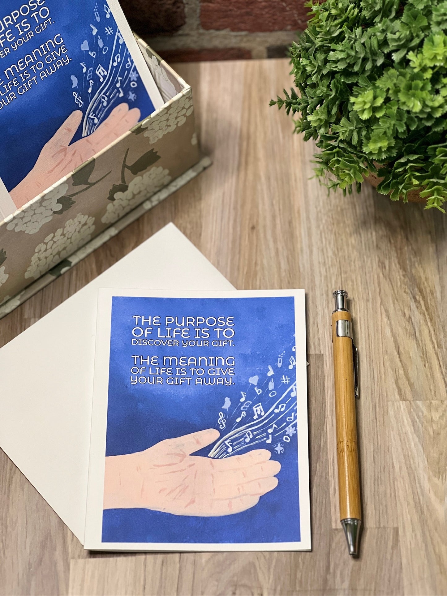 Purpose of Life Notecard – Inspirational Quote with Hand Artwork