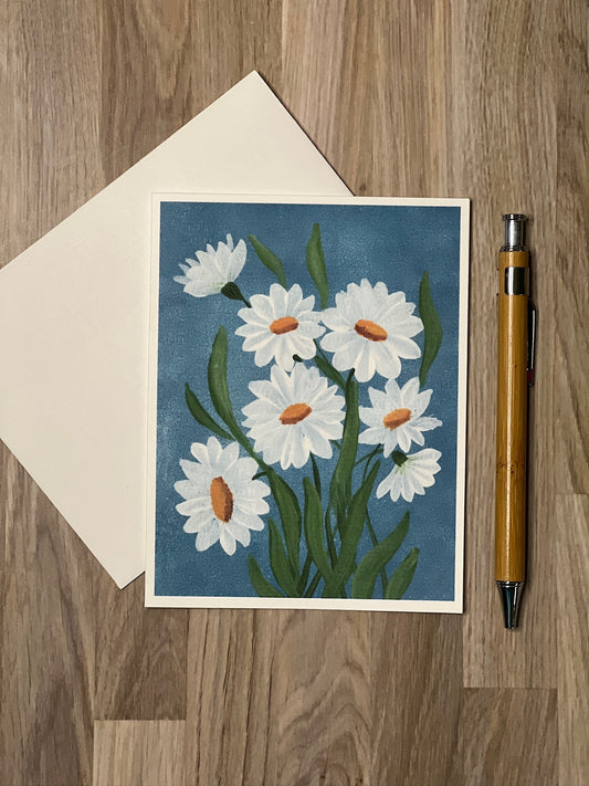 Daisy Notecard – Hand-Painted White Daisy Greeting Card