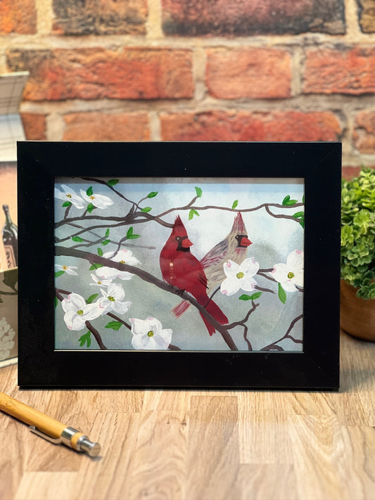 Cardinals Art Print Set – Red Cardinal Wall Art, Dogwood Blossom Decor