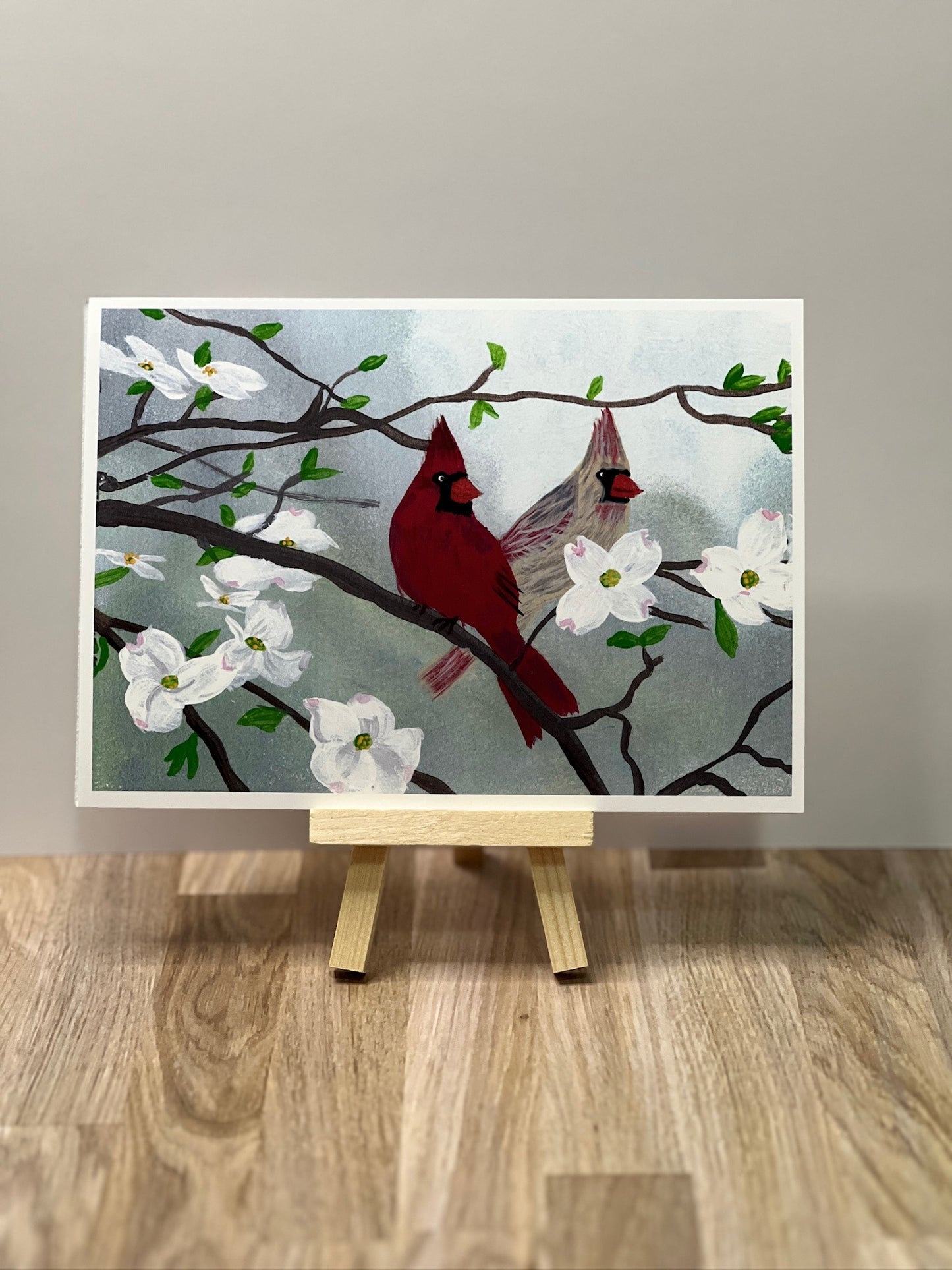 Cardinals Art Print Set – Red Cardinal Wall Art, Dogwood Blossom Decor