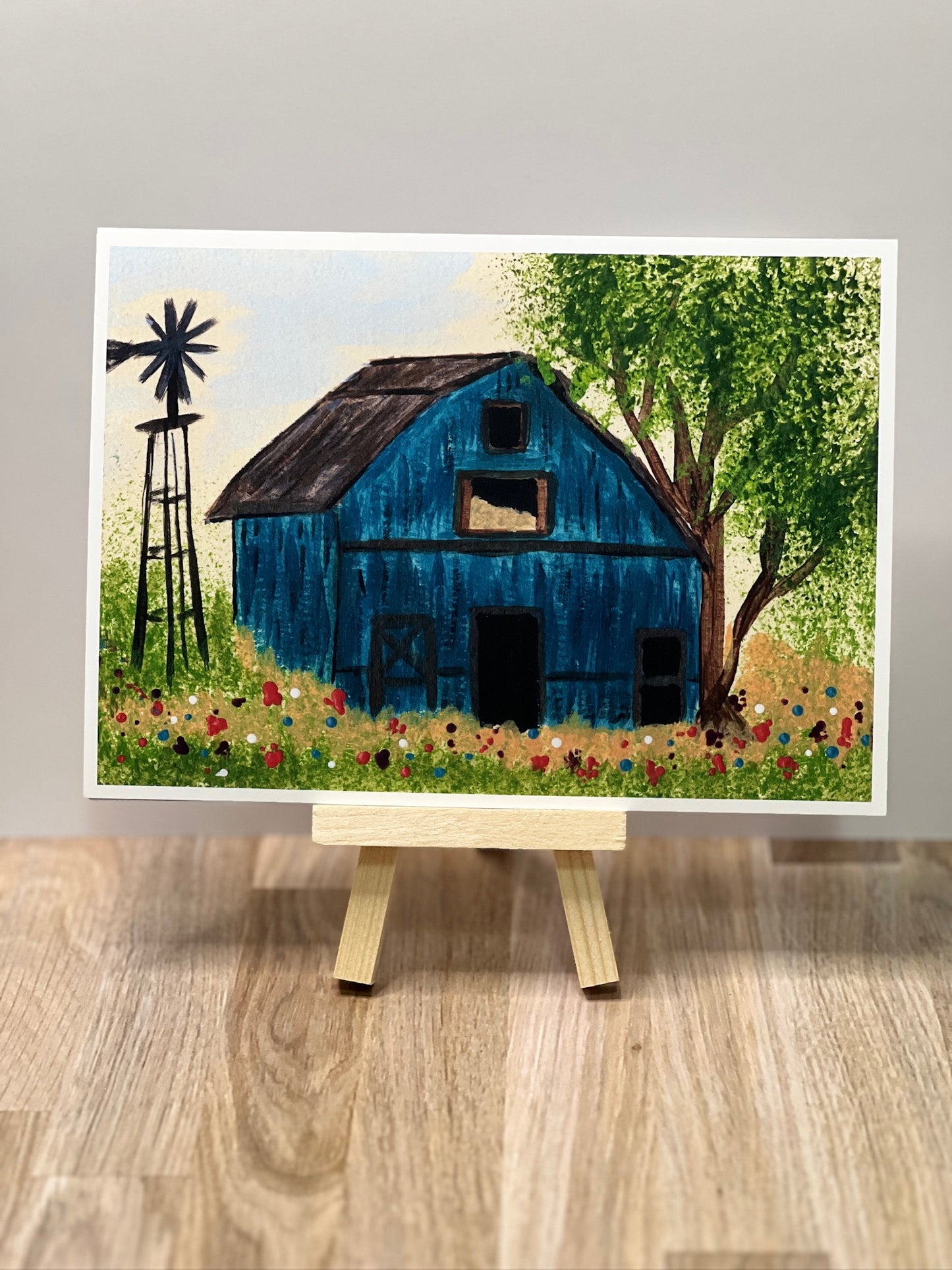 Blue Barn Fine Art Print Set: Rustic Farmhouse Decor (4x6, 5x7)