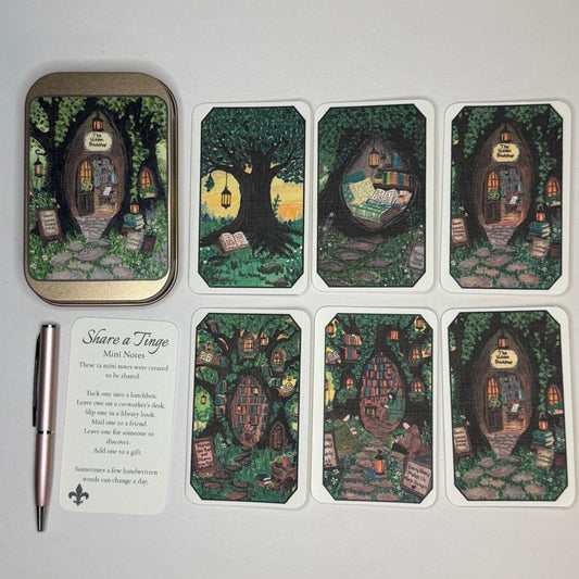 Mini Notes Gift Tin | The Library That Grew Wild | Bookish Notecard & Pen Set