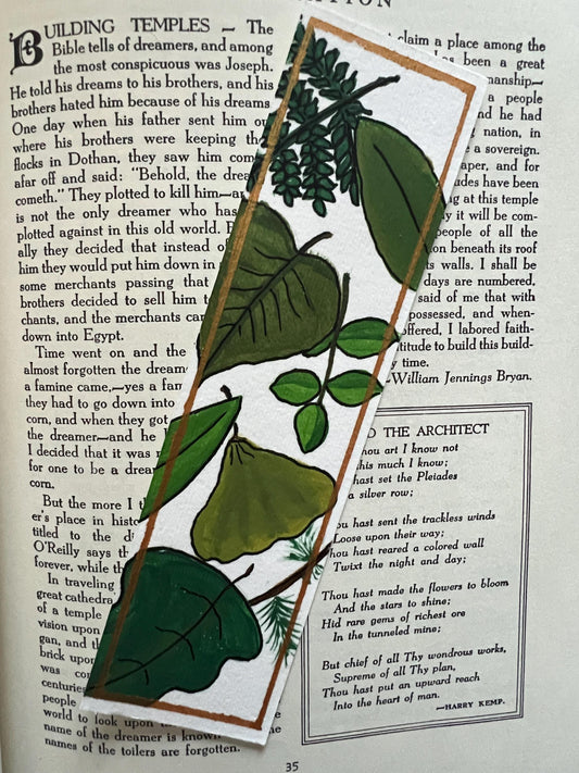 Green Leaf Bookmark - Plant Lovers Gift - Botanical - Greenery - Nature Inspired Bookmark