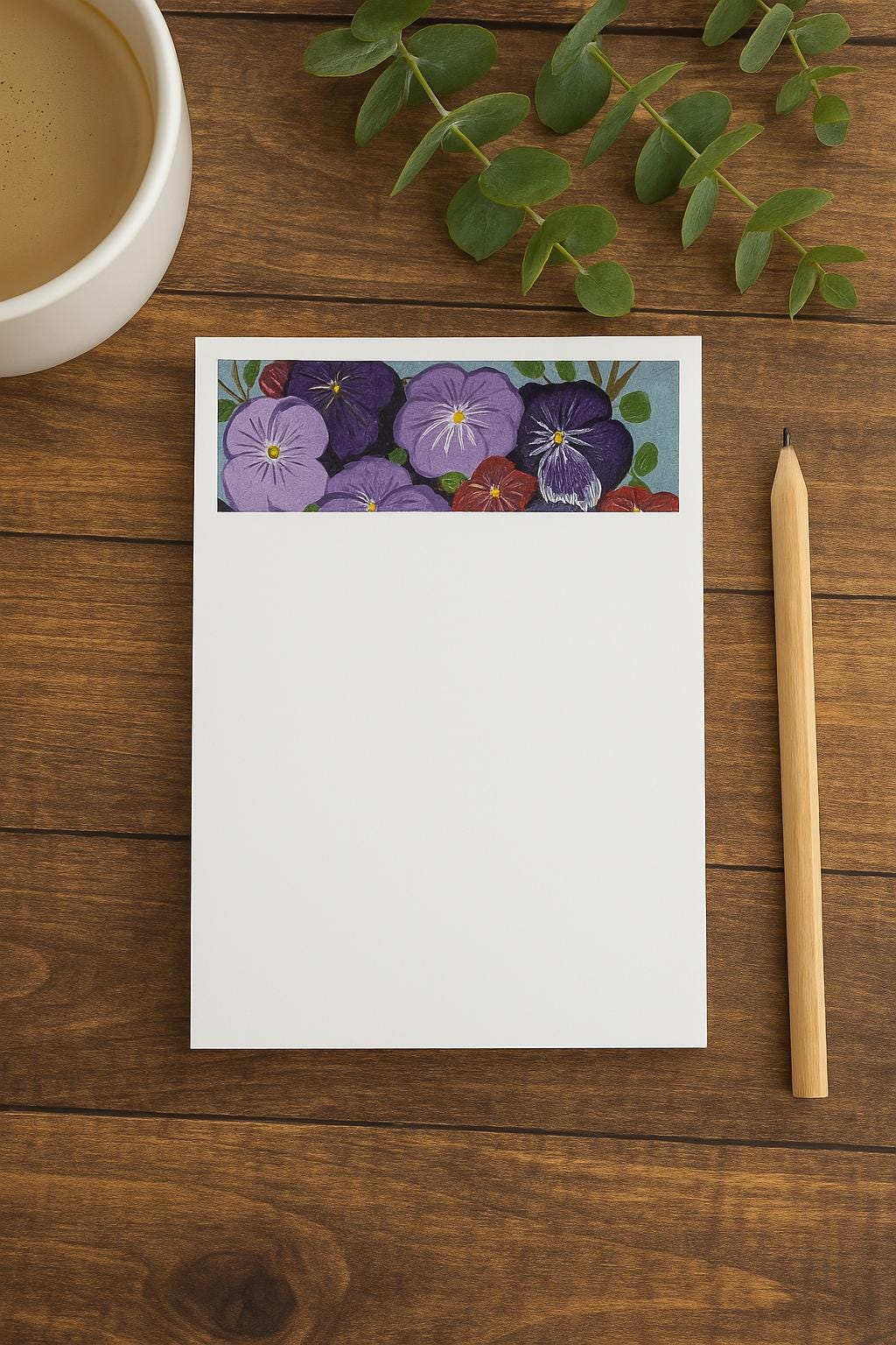 Pansy Notepad: Hand-Painted Floral Stationery Gift