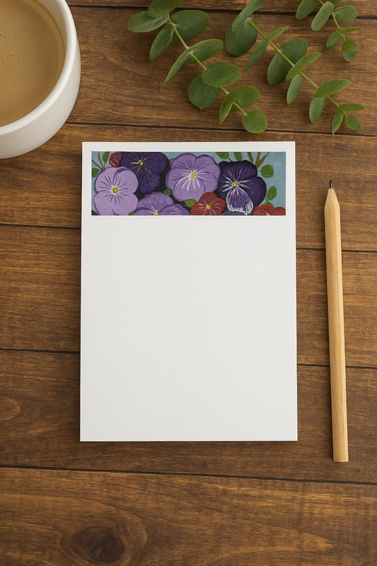 Pansy Notepad: Hand-Painted Floral Stationery Gift