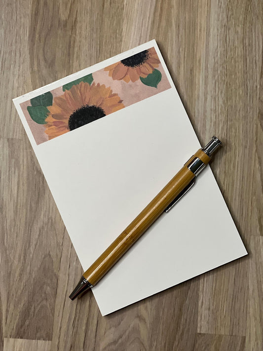 Sunflower Notepad: Floral Desk Pad, Fall Stationery (4x6)