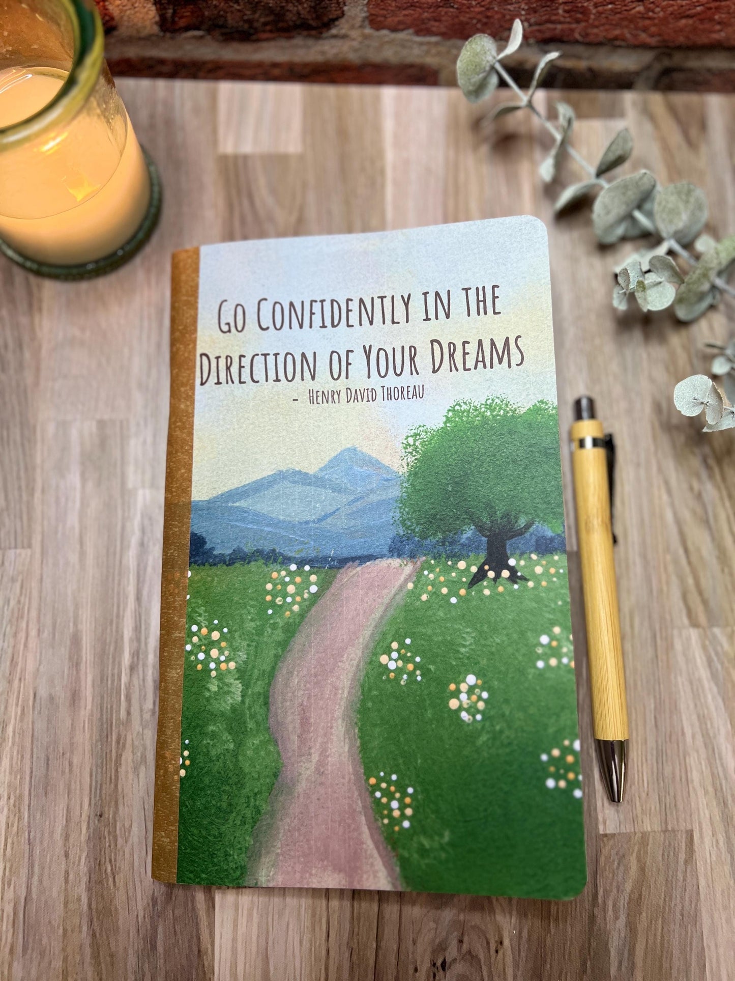 Go Confidently Journal – Henry David Thoreau Quote – Graduation Gift, Inspirational Stationery, Handmade Journal for Dreamers