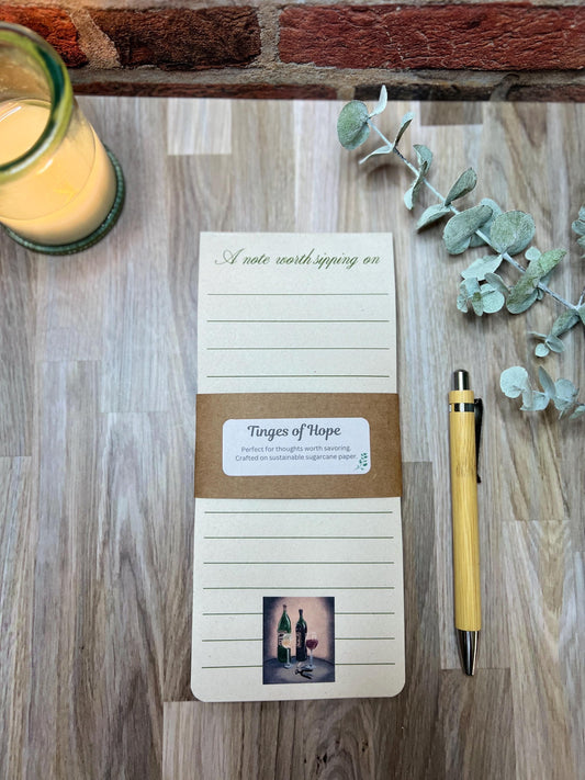 Wine Lover's Notepad: Rustic Lined List Pad on Sugarcane Paper