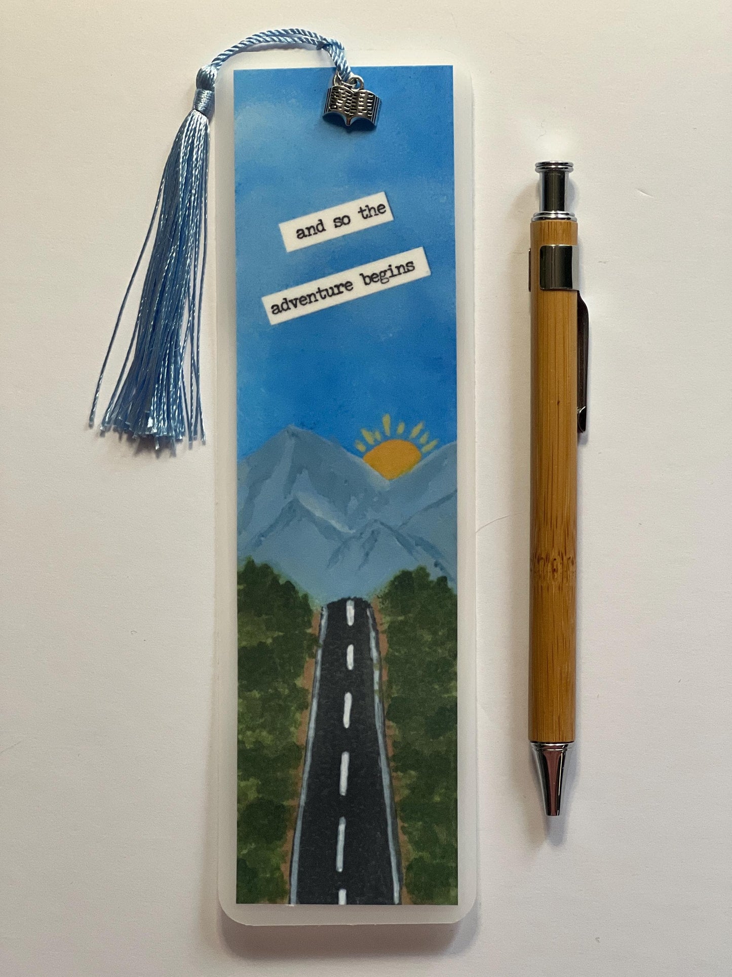 Adventure Bookmark – Hand-Painted Mountain Road, Graduation Gift