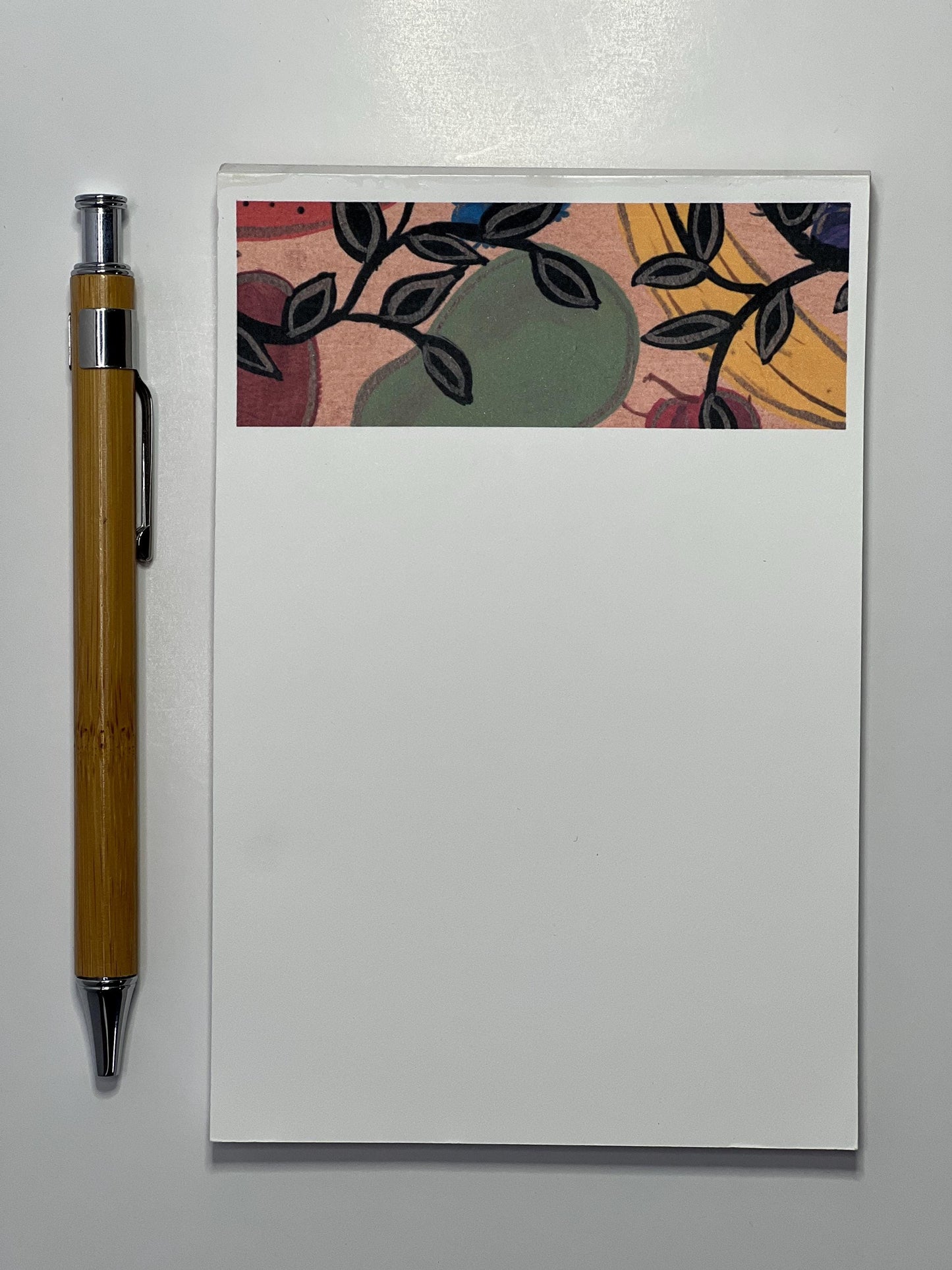 Hand-Painted Fruit Notepad: 4x6" Kitchen Grocery List Pad