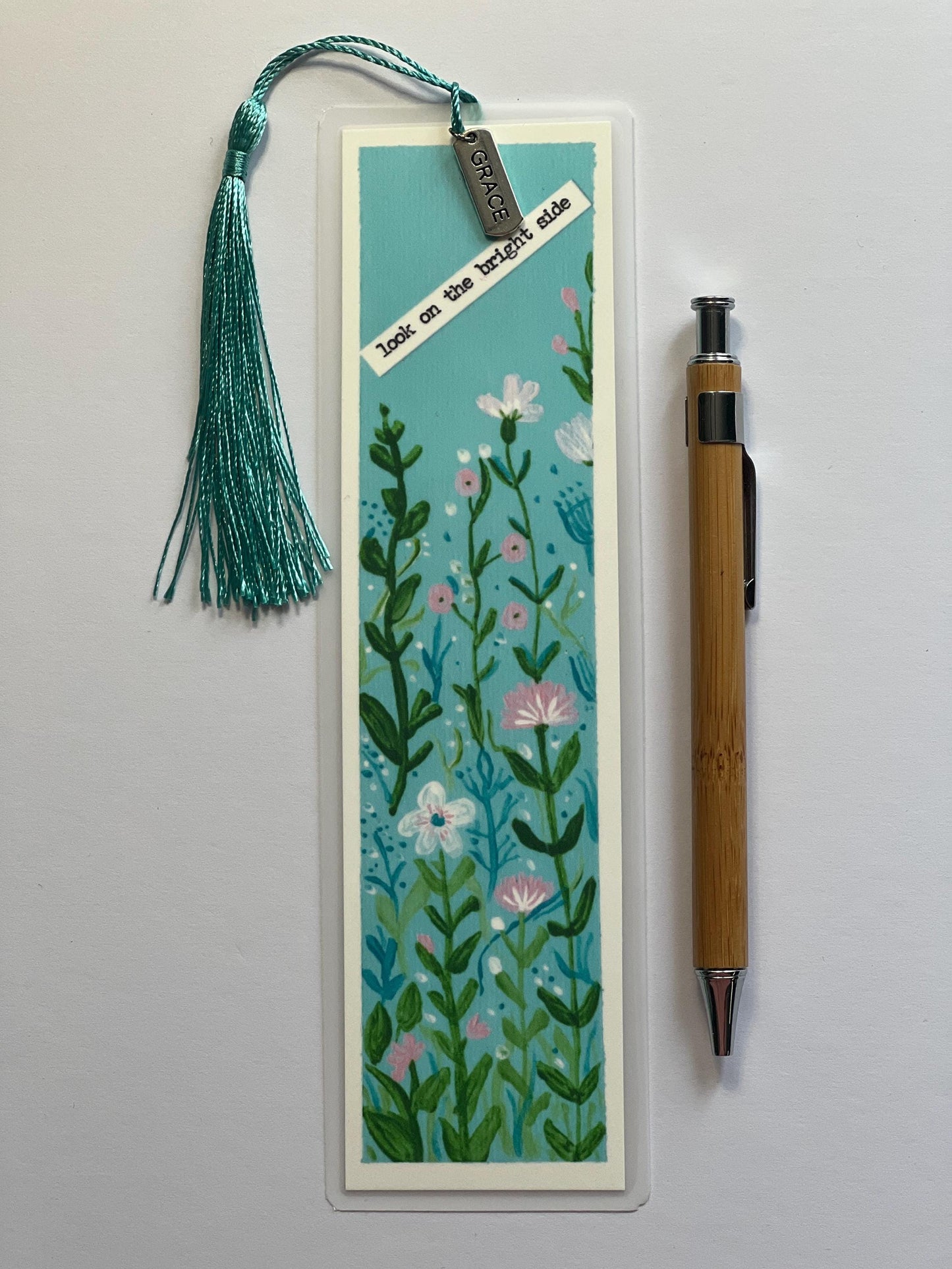 Floral Bookmark with Silver Charm: Garden-Inspired Reader Gift