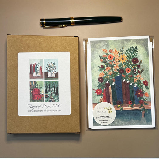 Wild Library Greeting Card Set: Literary Art Print Stationery