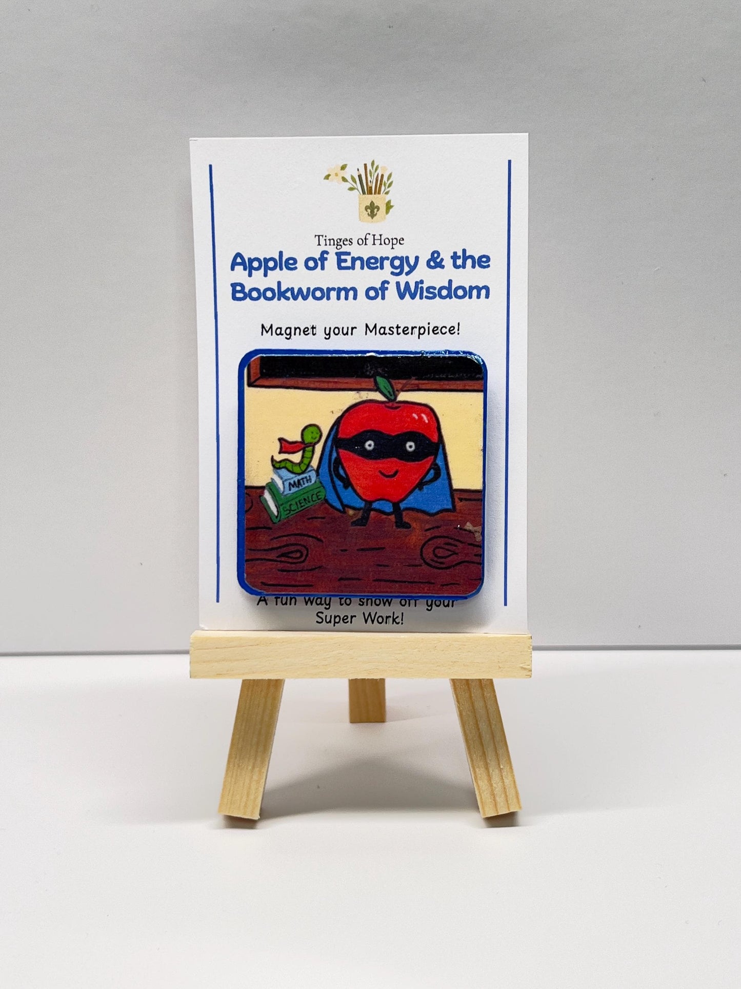 Apple of Energy Magnet – Teacher Gift | 2x2 Wood Classroom Magnet