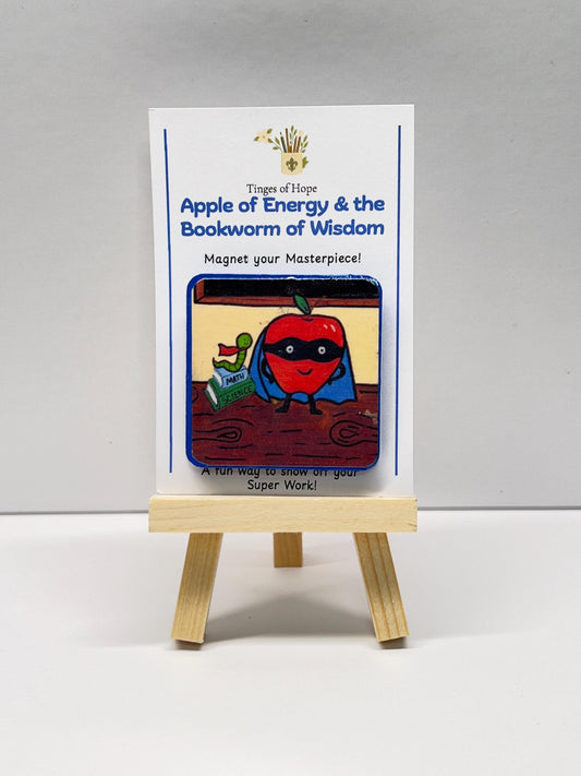 Apple of Energy Magnet – Teacher Gift | 2x2 Wood Classroom Magnet
