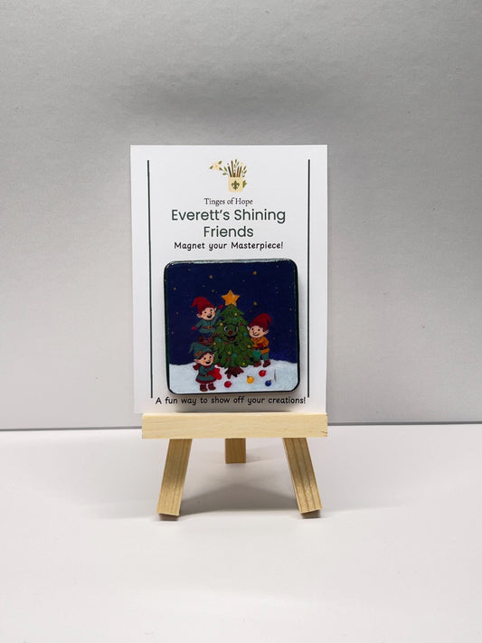 Everett Magnet – Christmas Kids Gift | 2x2 Wood Classroom Magnet