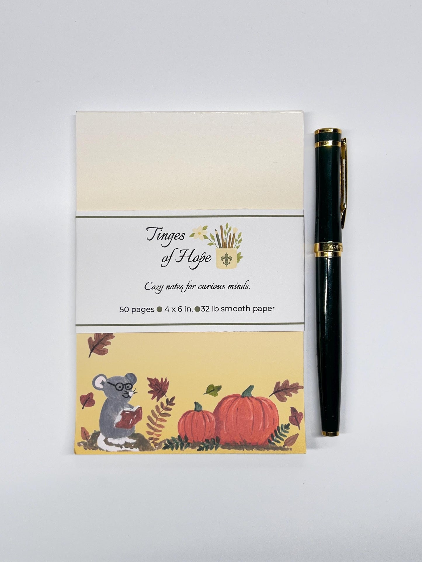 Scholarly Mouse Notepad | 4x6 Bookish Stationery with Bamboo Pen | Reader Gift