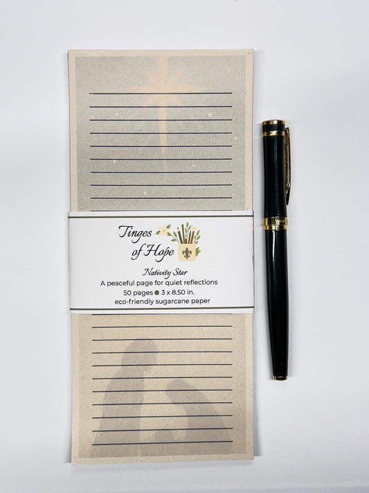 Nativity Star List Pad | Holy Family Christmas Notepad | Eco-Friendly Faith Stationery with Pen