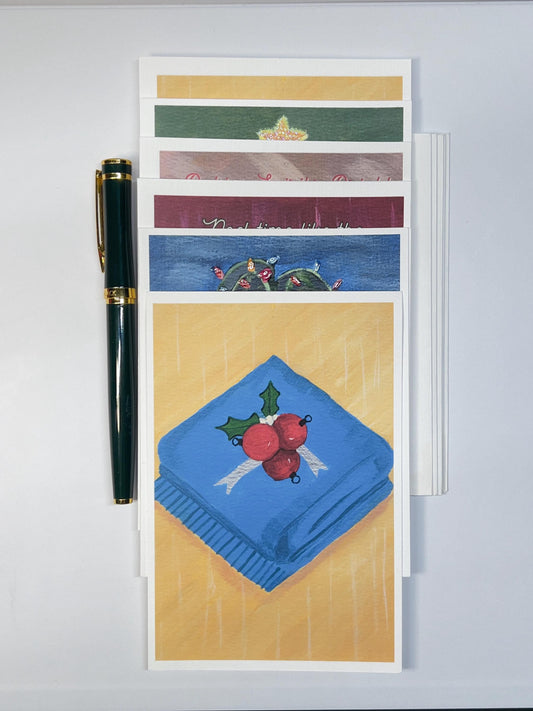 Hand-Embellished Christmas Party Card Set | Whimsical Holiday Cards + Story Art Print