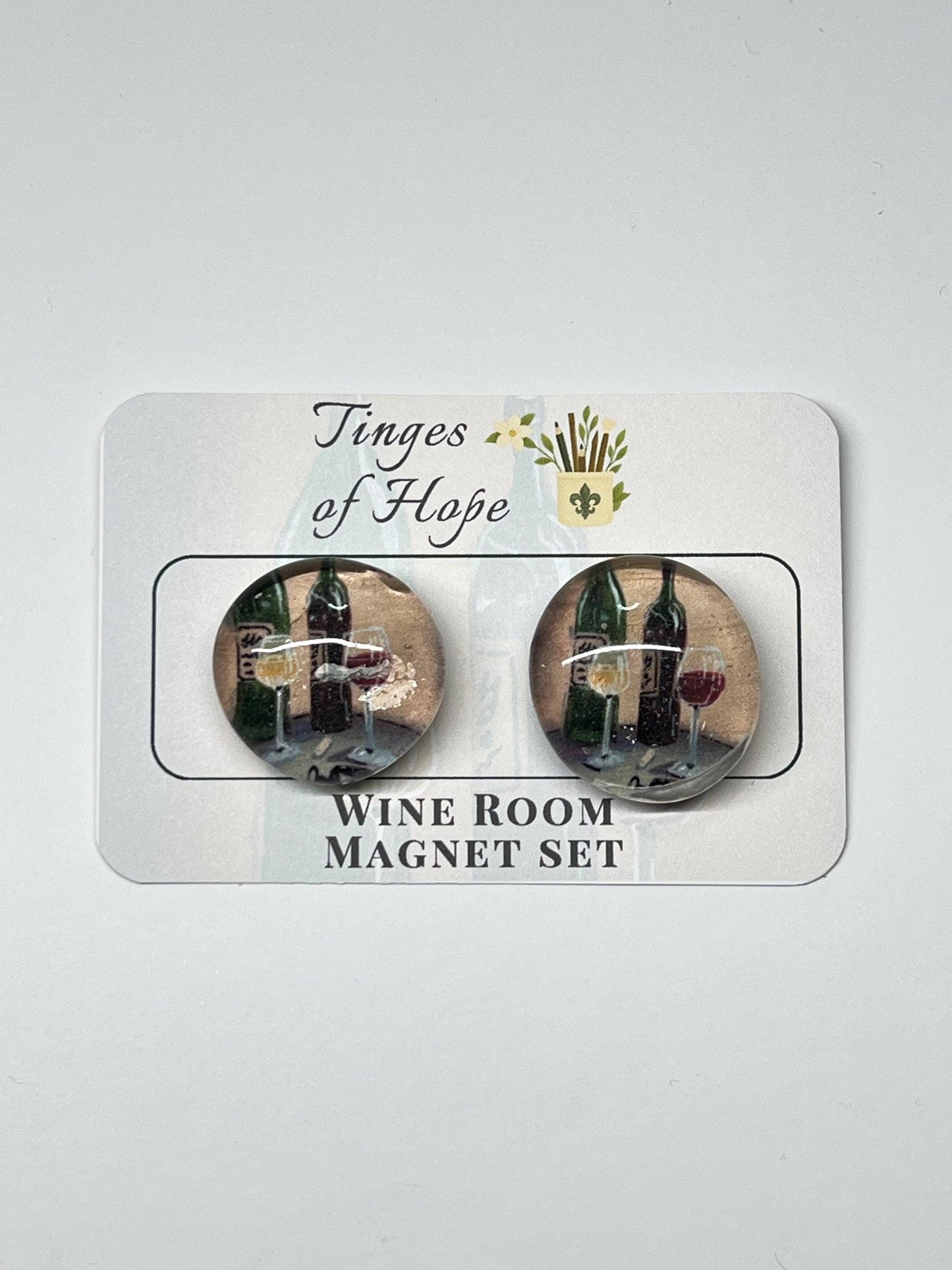 Wine Room Magnet Set – Round Glass Wine Art for Fridge & Home Bar