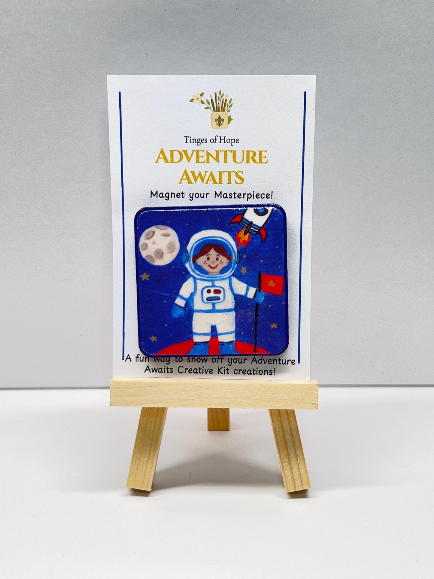 Lily the Astronaut Magnet – Space Adventure Gift | 2x2 Wood Magnet