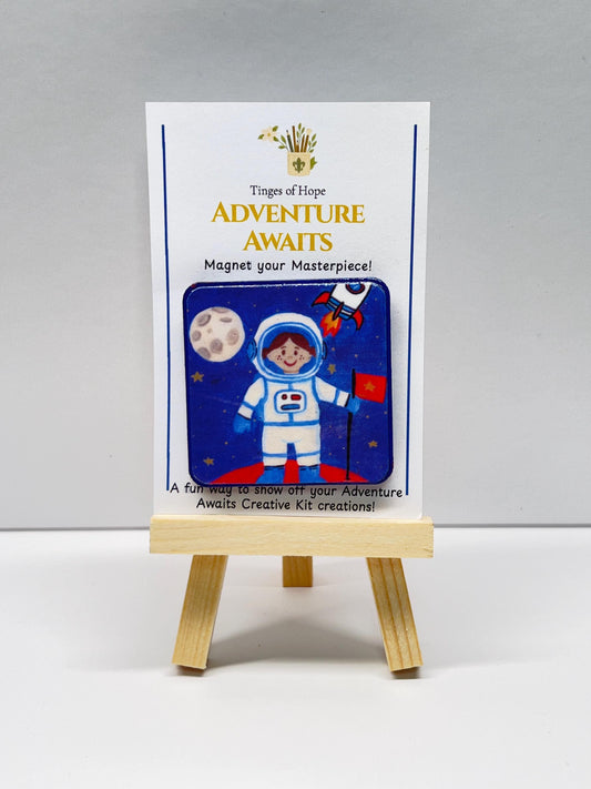 Lily the Astronaut Magnet – Space Adventure Gift | 2x2 Wood Magnet
