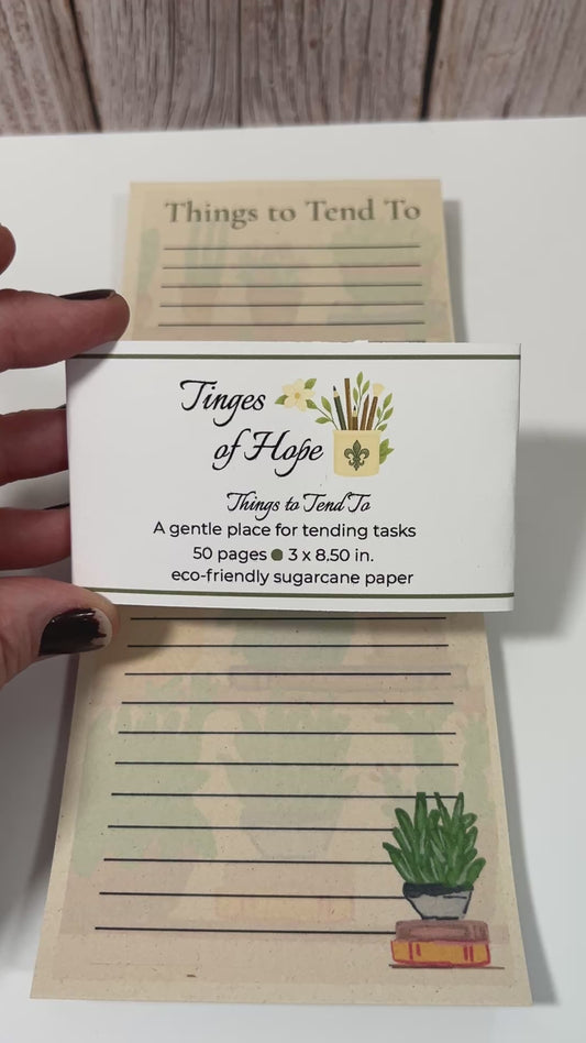 Plant Shelf List Pad | “Things to Tend To” | Eco-Friendly Botanical Stationery with Pen