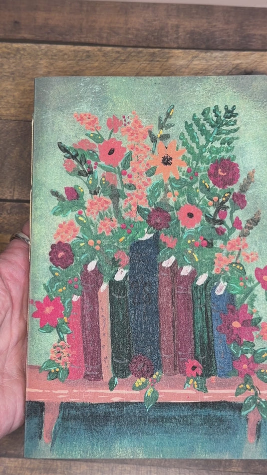 Journal | Wild Library | Hand-Stitched Floral Journal | Dot Grid | 5×8