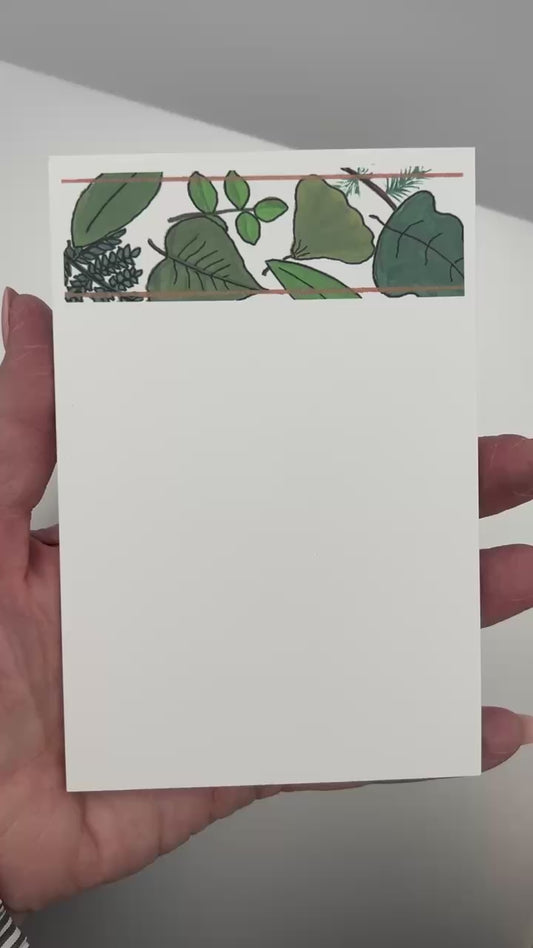 Green Leaves Notepad: Botanical Stationery with Hand-Painted Design
