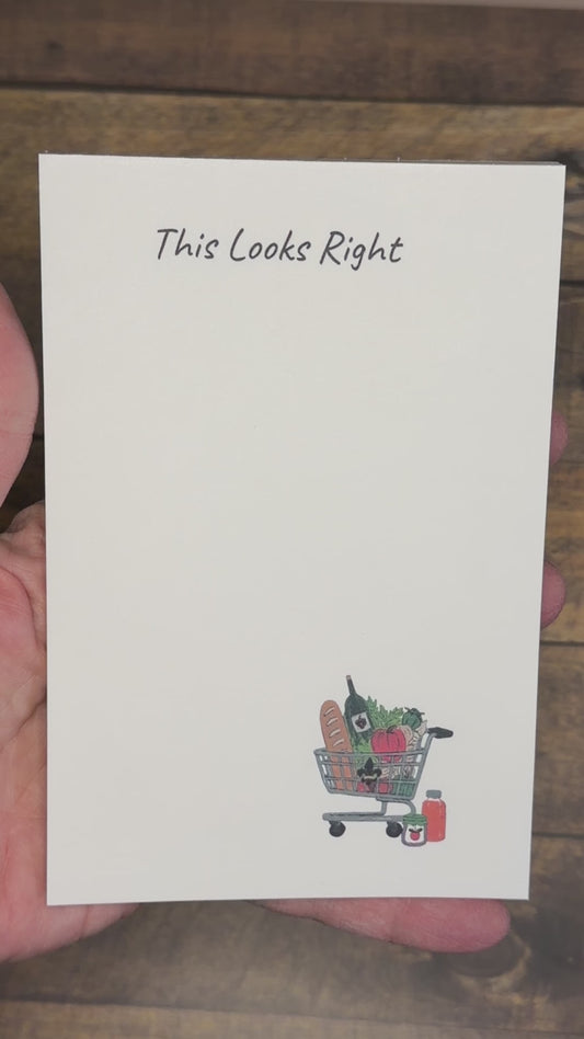 Notepad | Grocery Cart | 4×6 Art Notepad for Kitchen & Desk